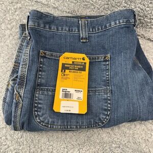 Carhartt Jeans Mens 44x30 Blue Rugged Flex Relaxed Fit Utility Workwear Denim